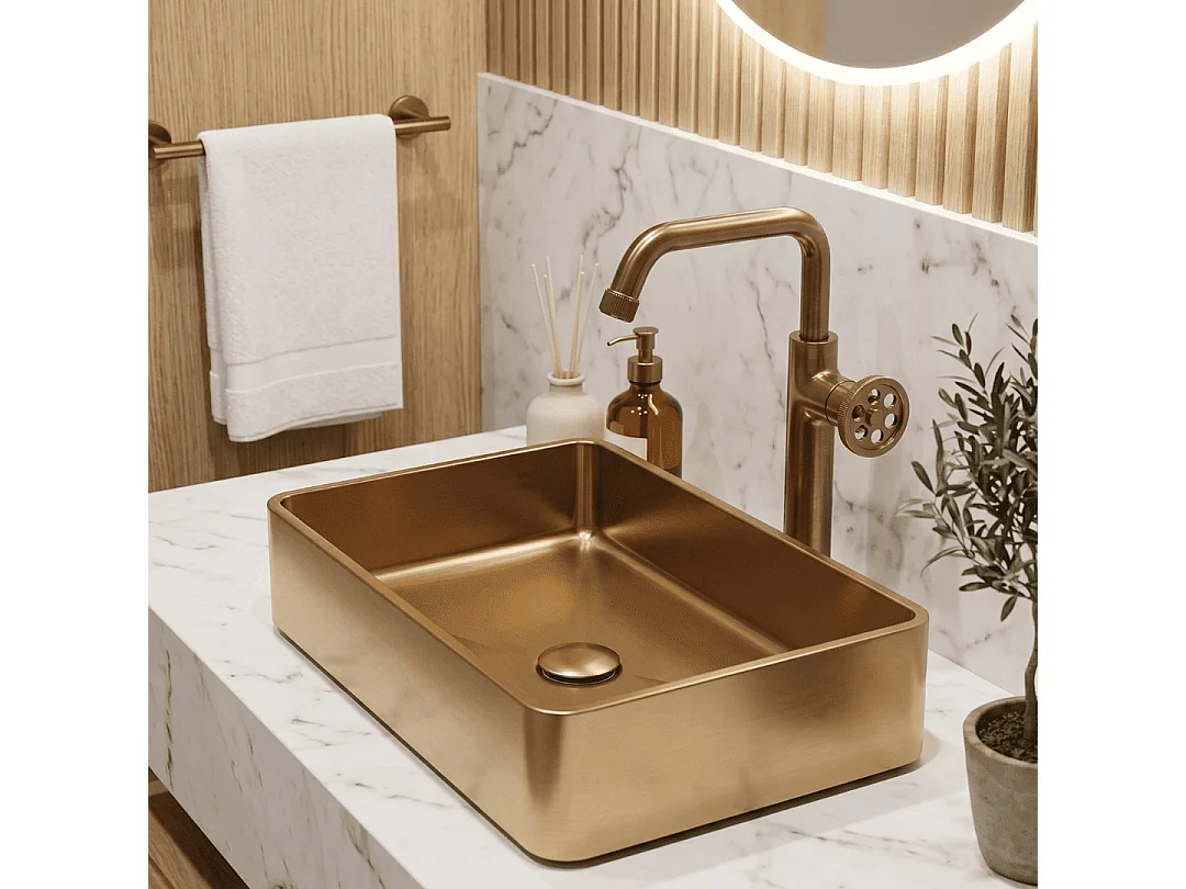 Luisa vasca 48x37 in acciaio inox color rame spazzolato Essebagno