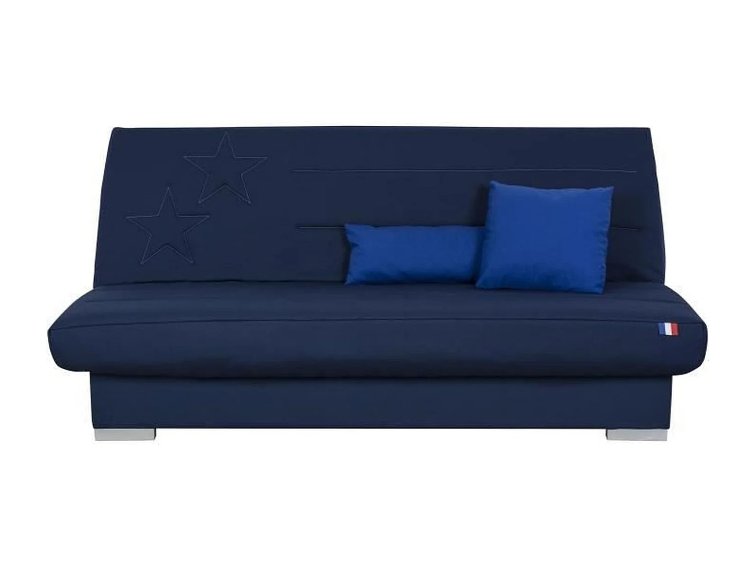 Banquette clic clac 3 places KYLIAN - Tissu bleu - 192 x 97 x 90 cm - Couchage 120 x 190 cm