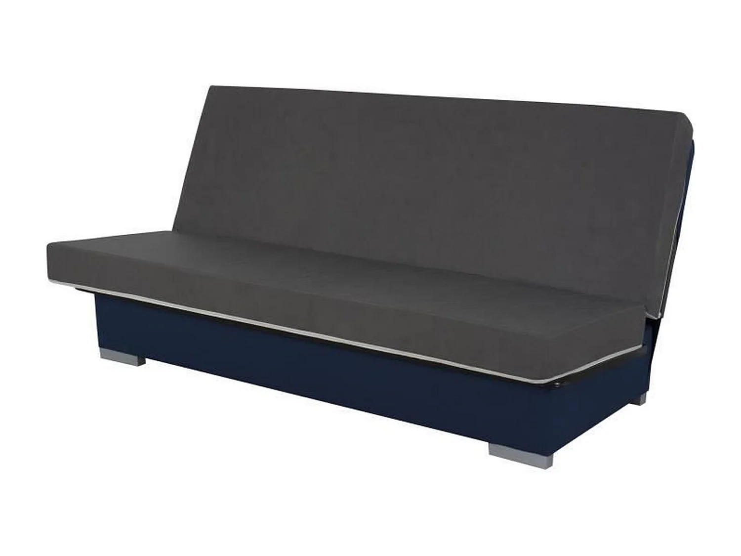 Banquette clic clac 3 places KYLIAN - Tissu bleu - 192 x 97 x 90 cm - Couchage 120 x 190 cm
