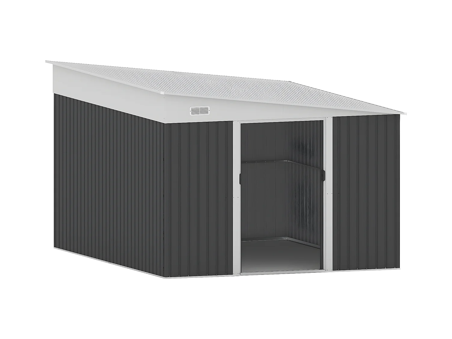 Abri de jardin métal adossé en acier galvanisé anthracite 9,76 m² - DAXTON