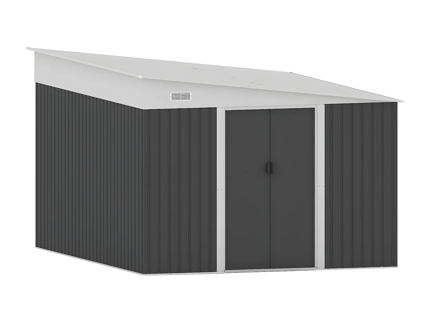 Abri de jardin métal adossé en acier galvanisé anthracite 9,76 m² - DAXTON