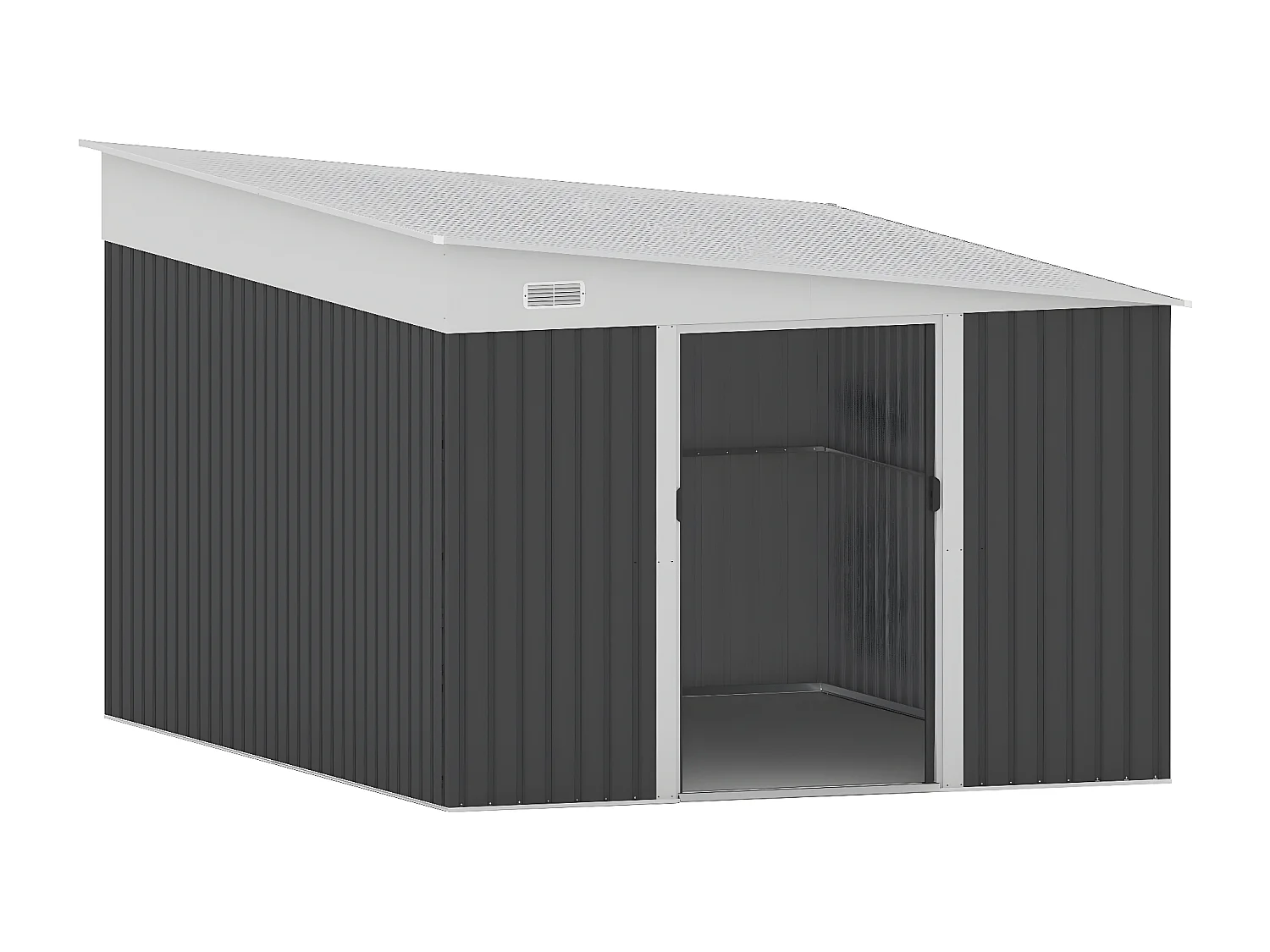 Abri de jardin métal adossé en acier galvanisé anthracite 9,76 m² - DAXTON