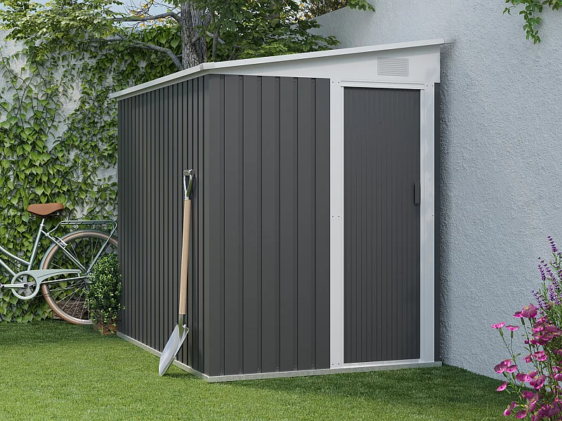 Anlehn-Gartenhaus Metall - verzinkter Stahl - Anthrazit - 3,15 m² - DAXTON