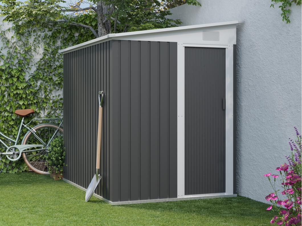 Abri de jardin métal adossé en acier galvanisé anthracite 3,15 m² - DAXTON