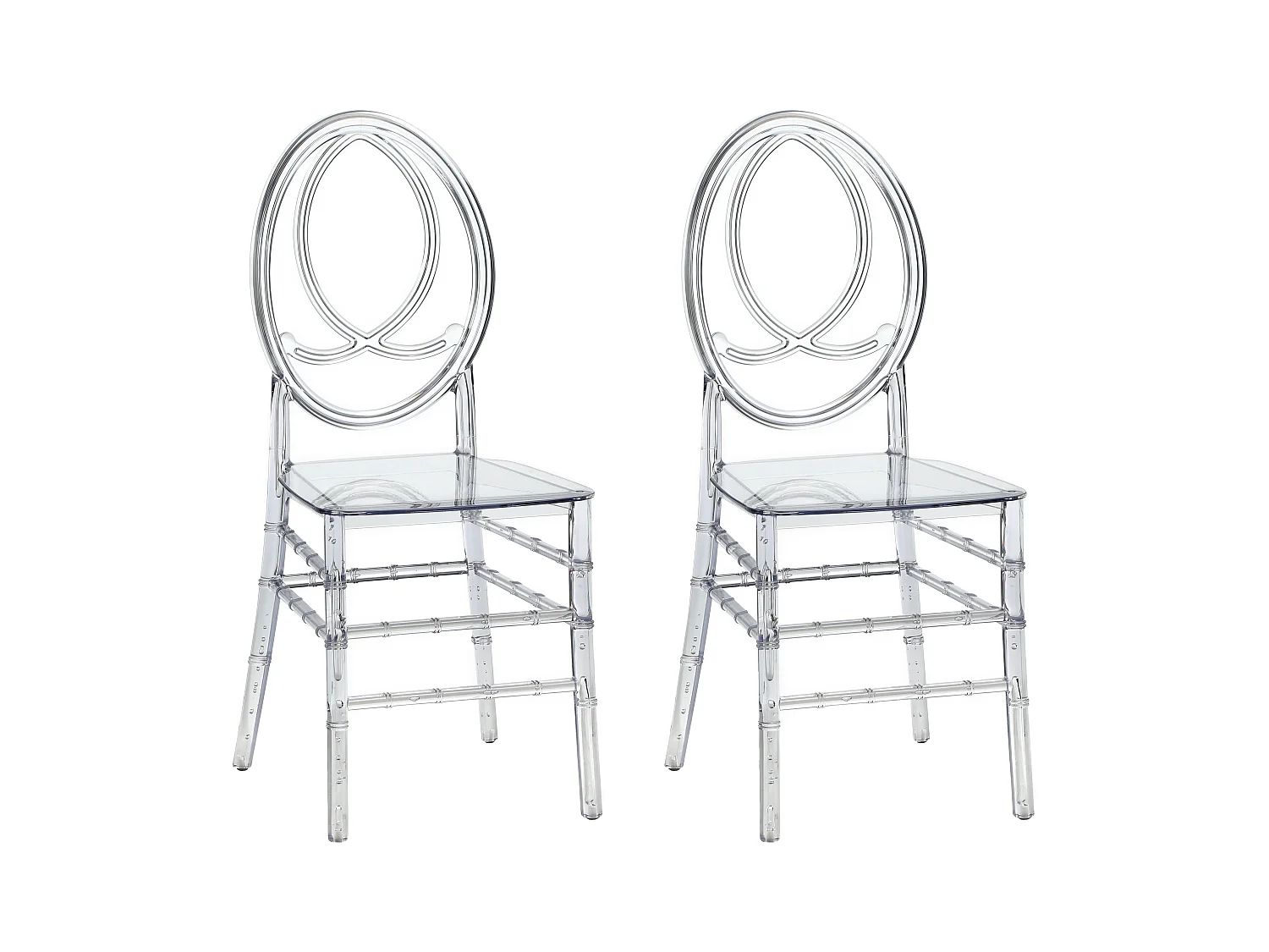 Lote de 2 sillas de policarbonato sólido - Cristal - AMALINE