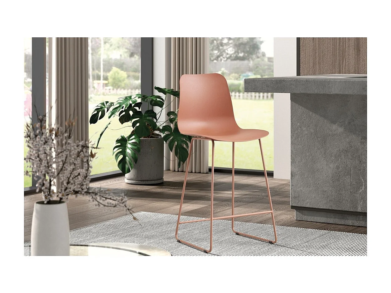 Chaise de comptoir MARIO – PP terracotta – Design moderne H100,5 cm