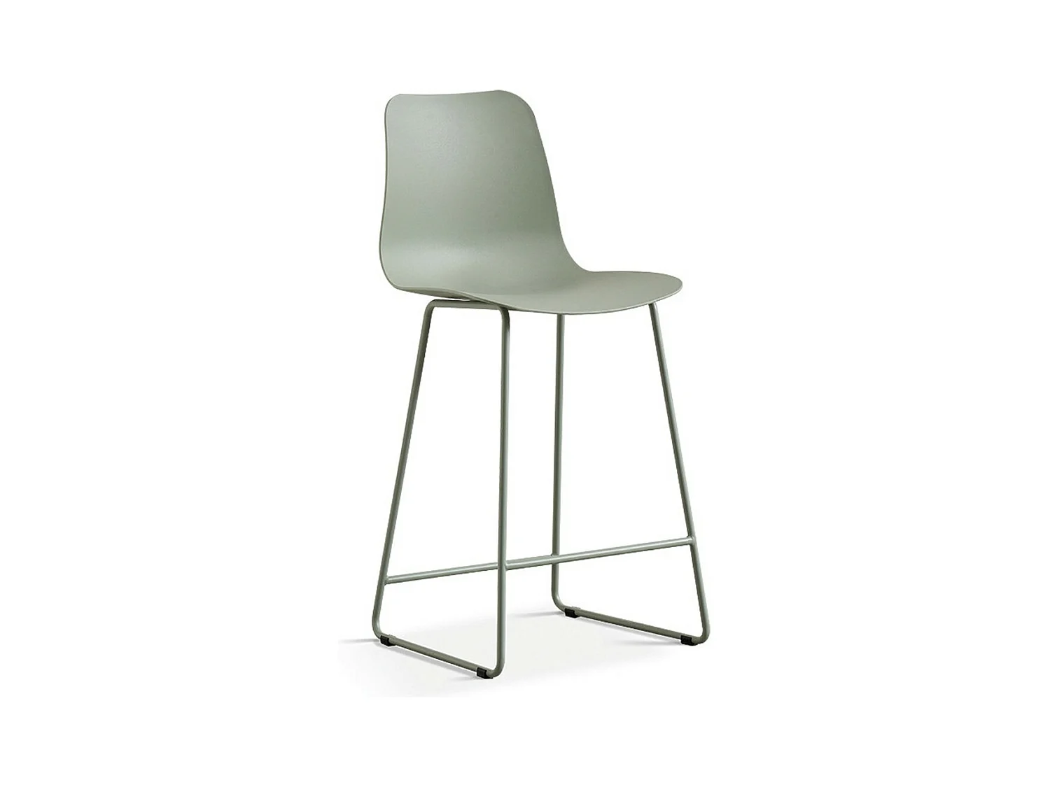 Chaise de comptoir MARIO – PP gris-vert – Pieds en métal – Hauteur 100,5 cm – Style moderne