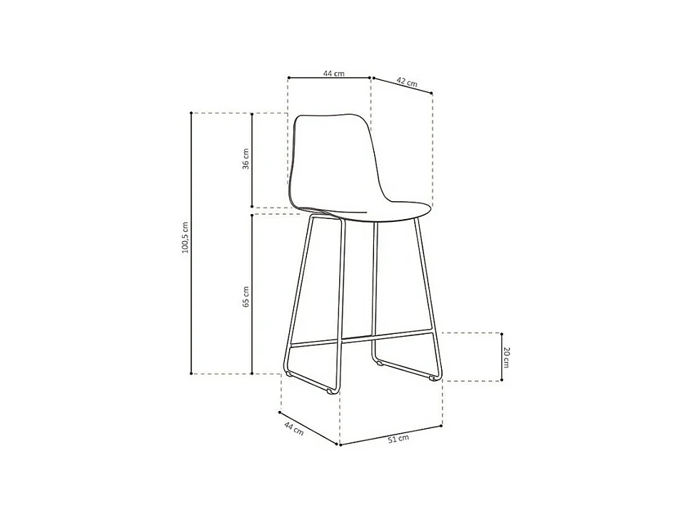 Silla de mostrador MARIO – PP verde grisáceo – Patas de metal – Altura 100,5 cm – Estilo moderno