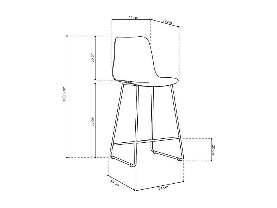 Counterstuhl 'Mario' PP Weiß, Maße: H100,5 x B51 x T44cm