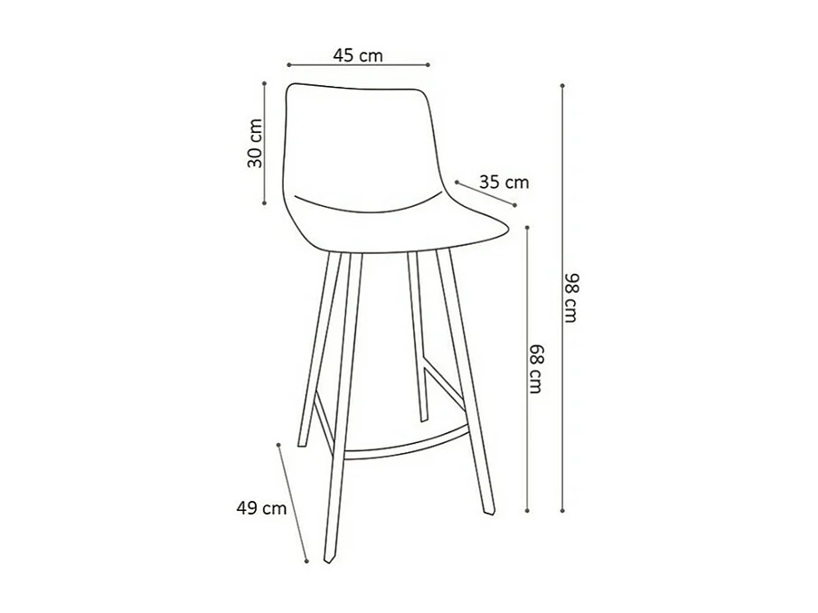 Chaise de comptoir OZON – PU noir – Pieds en métal – Hauteur 98 cm – Style industriel