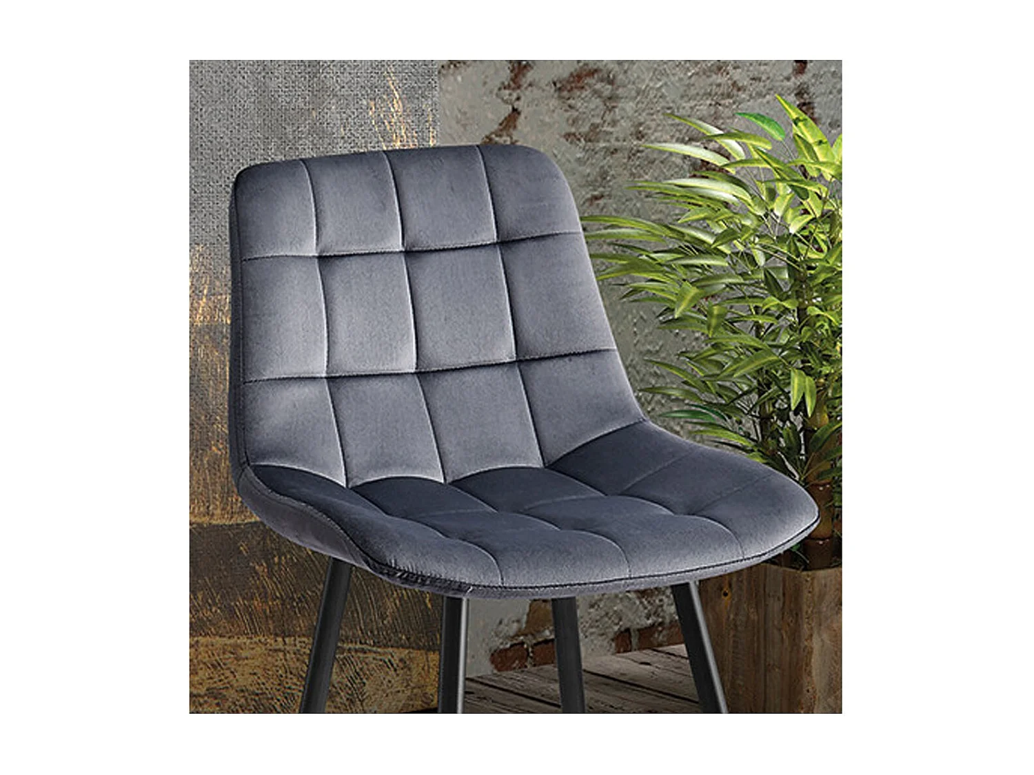 Cadeira de balcão 'Jute' Veludo Cinza Escuro, dimensões: A95 x L46 x P36 cm.