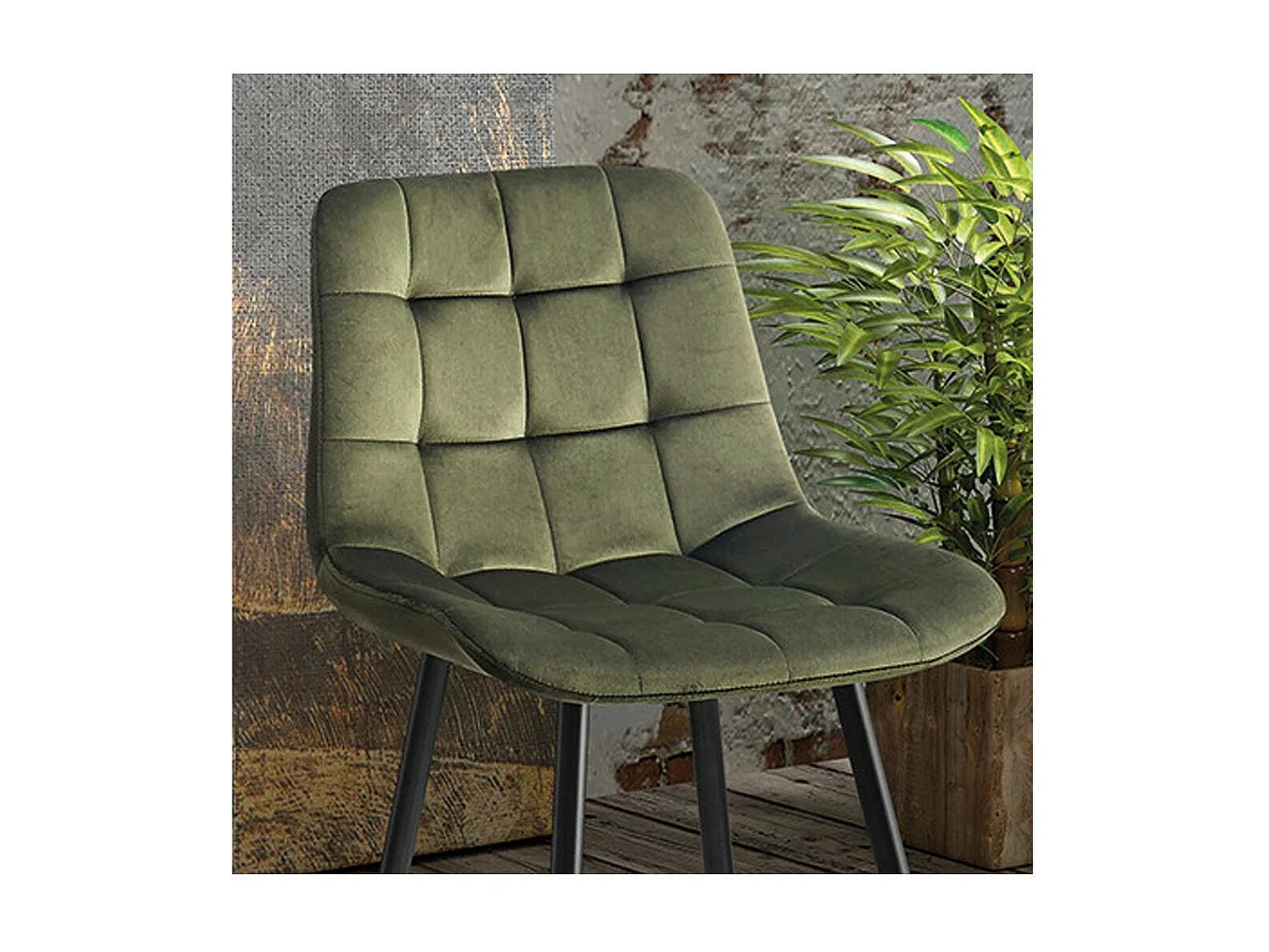 Cadeira de balcão 'Jute' Veludo Verde, dimensões: A95 x L46 x P36 cm