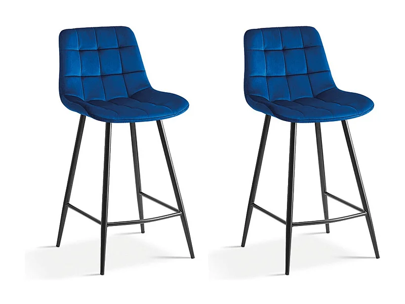 Toonbankstoel 'Jute' Fluweel Blauw, afmetingen: H95 x B46 x D36 cm