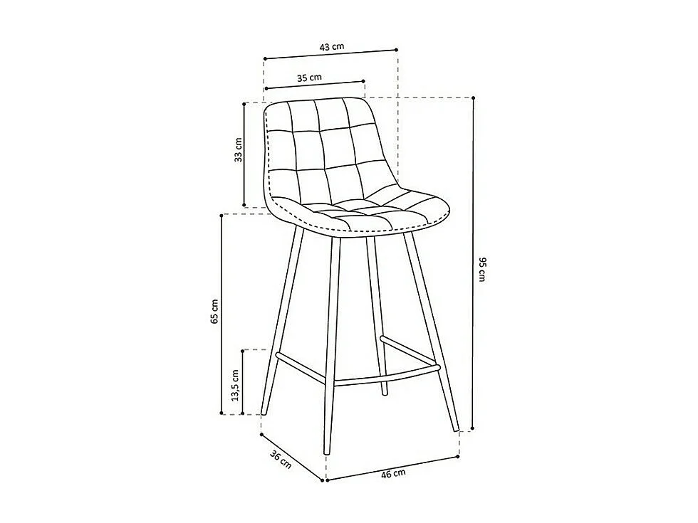 Cadeira de balcão 'Jute' Veludo Azul, dimensões: A95 x L46 x P36 cm