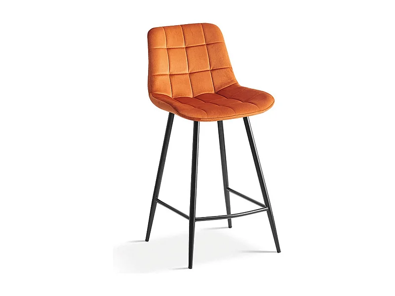 Tellerstoel JUTE - Oranje fluweel - Metalen poten - Hoogte 95 cm - Moderne stijl