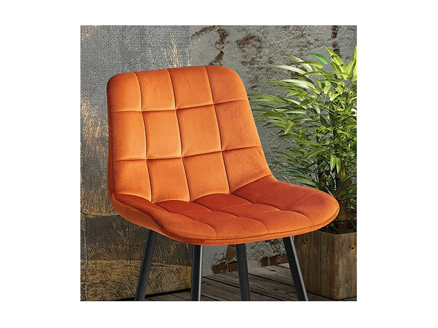 Cadeira de balcão 'Jute' Veludo Laranja, dimensões: A95 x L46 x P36 cm