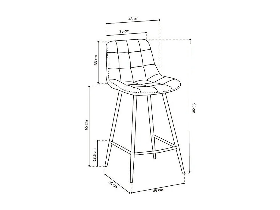 Cadeira de balcão 'Jute' em Veludo Taupe, dimensões: A95 x L46 x P36 cm