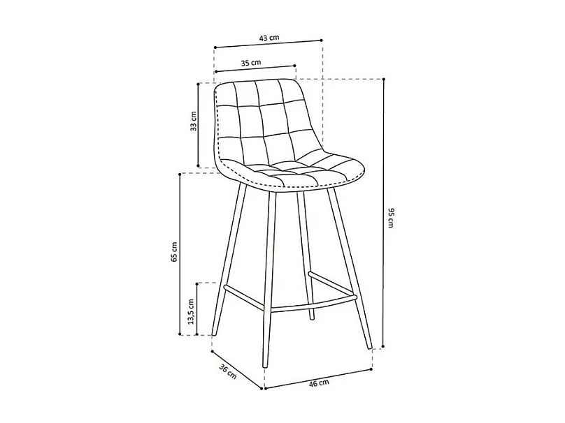 Cadeira de balcão 'Jute' em Veludo Taupe, dimensões: A95 x L46 x P36 cm