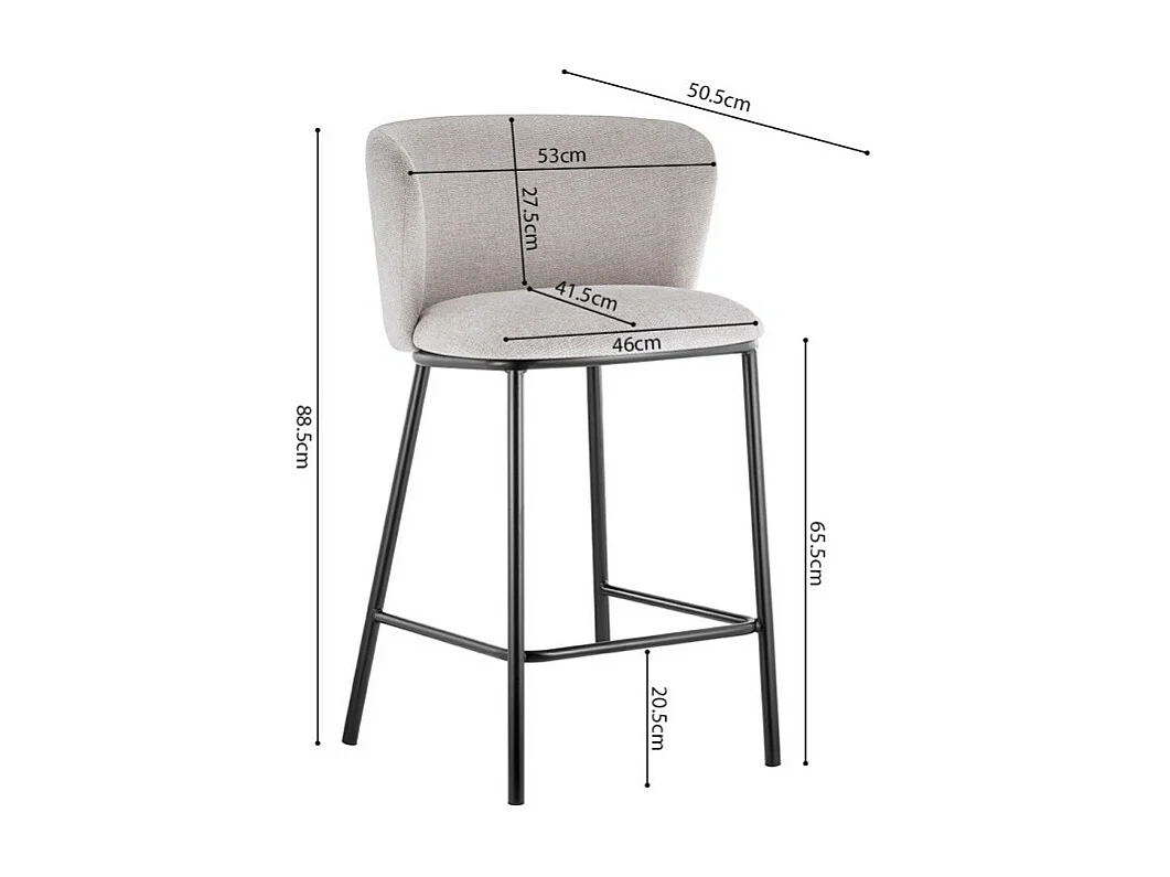 Counterstuhl 'Arthus' Stoff Beige, Maße: H88,5 x B53 x T50,5 cm