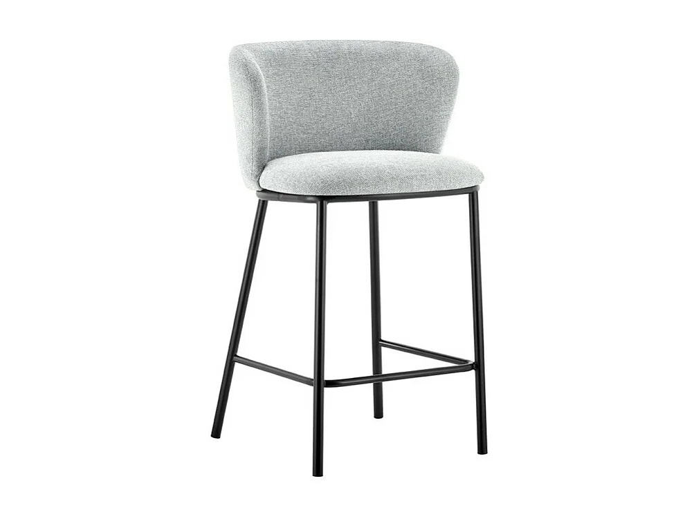 Sgabello da bancone 'Arthus' in tessuto grigio chiaro, dimensioni: H88.5 x L53 x P50.5 cm