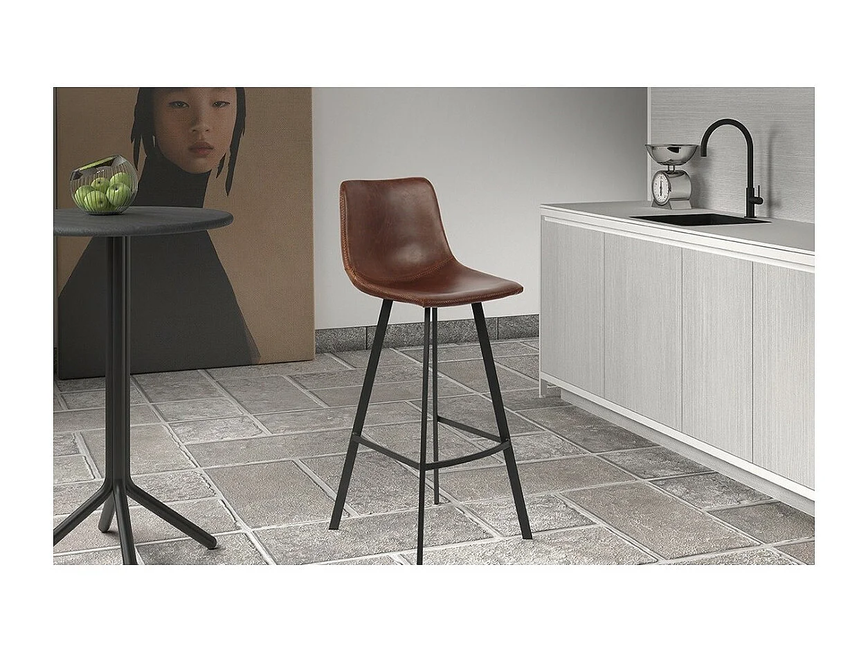 Cadeira de balcão 'Ozon' PU Marrom, dimensões: A98 x L45 x P49 cm