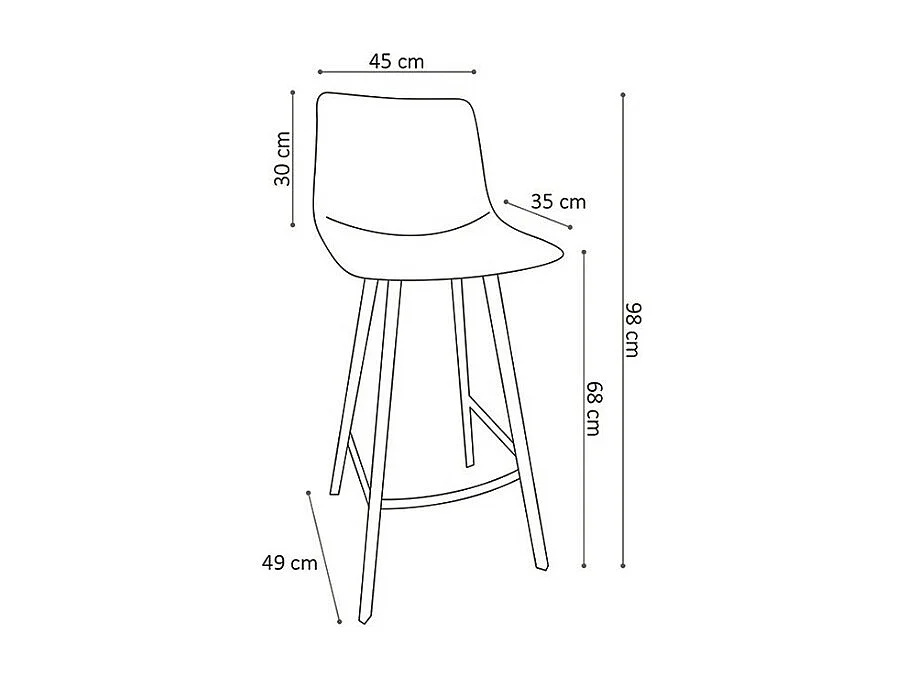 Cadeira de balcão 'Ozon' PU Marrom, dimensões: A98 x L45 x P49 cm