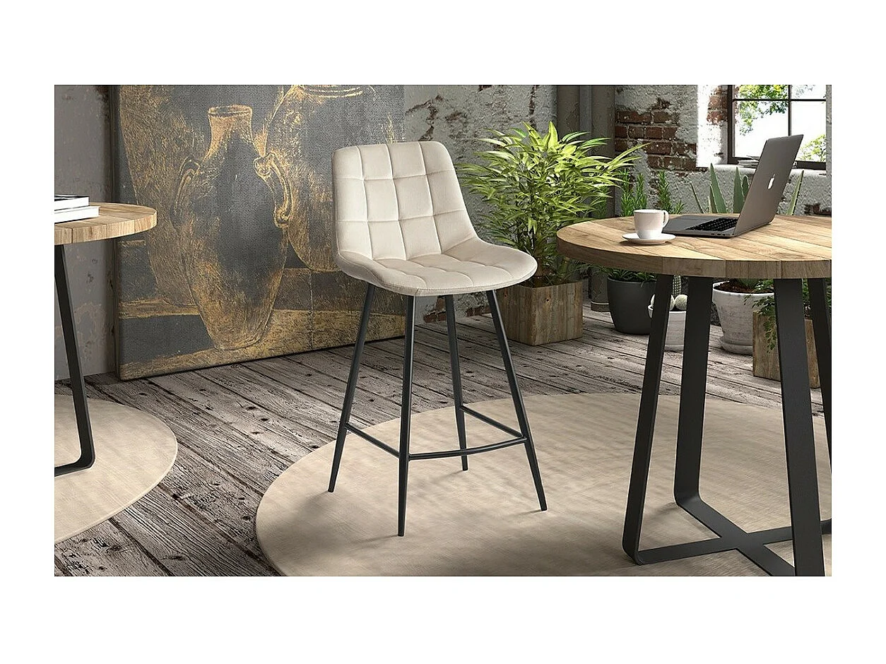 Cadeira de balcão 'Jute' Veludo Bege, dimensões: A95 x L46 x P36 cm