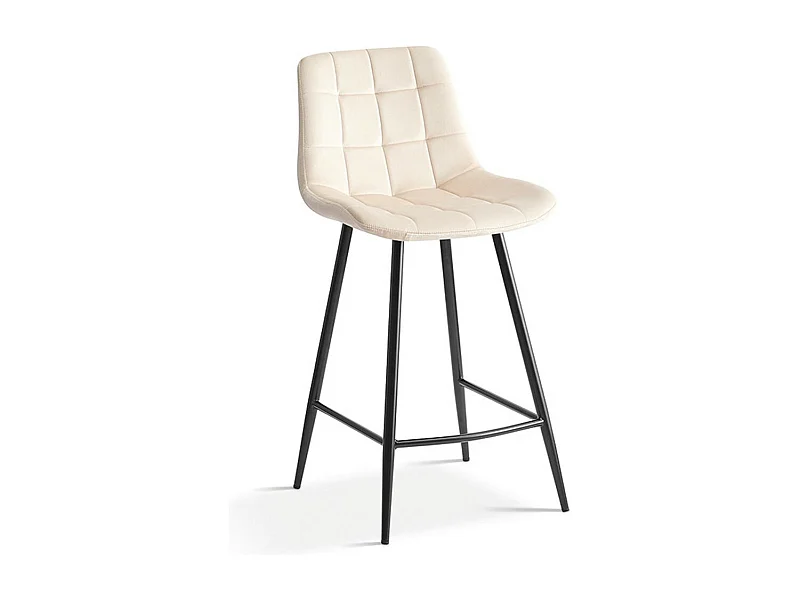 Chaise de comptoir JUTE – Velours beige – Style contemporain H95 cm