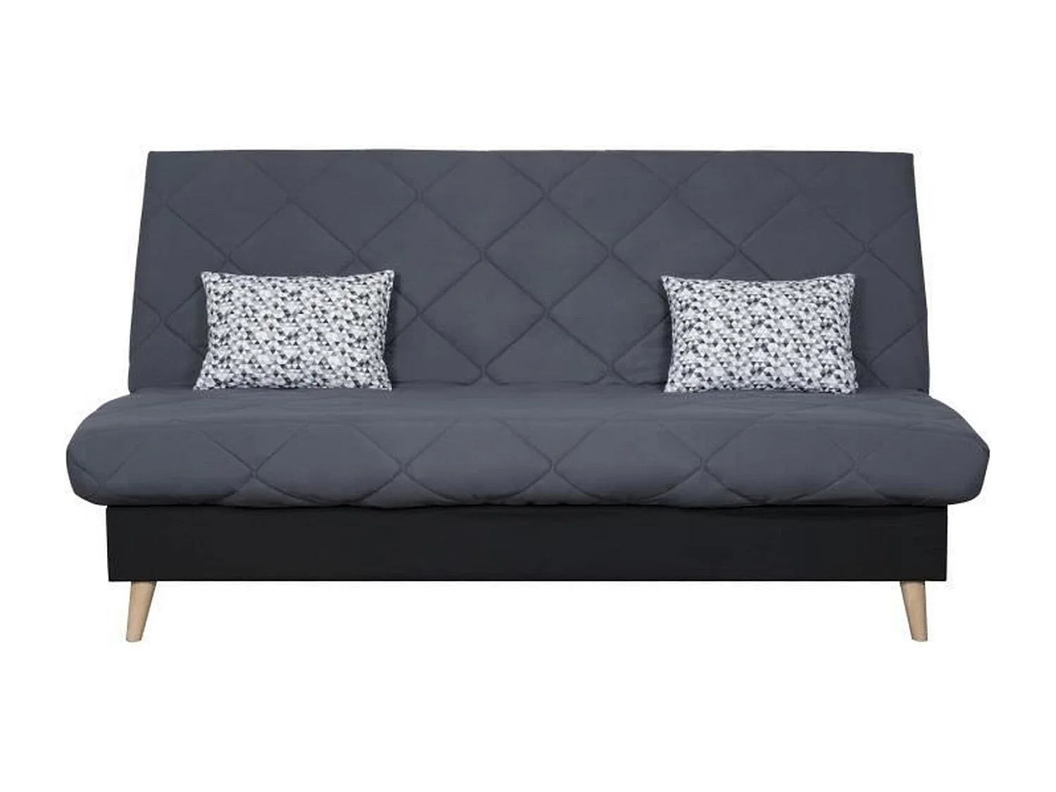 Banquette clic clac 3 places DAKOTA - Tissu gris - 189 x 94 x 100 cm - Couchage 120 x 190 cm - DUNLOPILLO