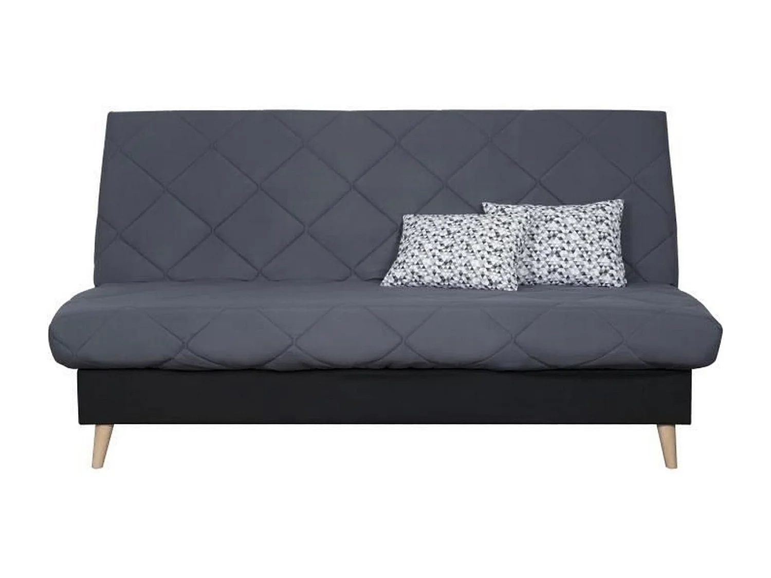 Banquette clic clac 3 places DAKOTA - Tissu gris - 189 x 94 x 100 cm - Couchage 120 x 190 cm - DUNLOPILLO