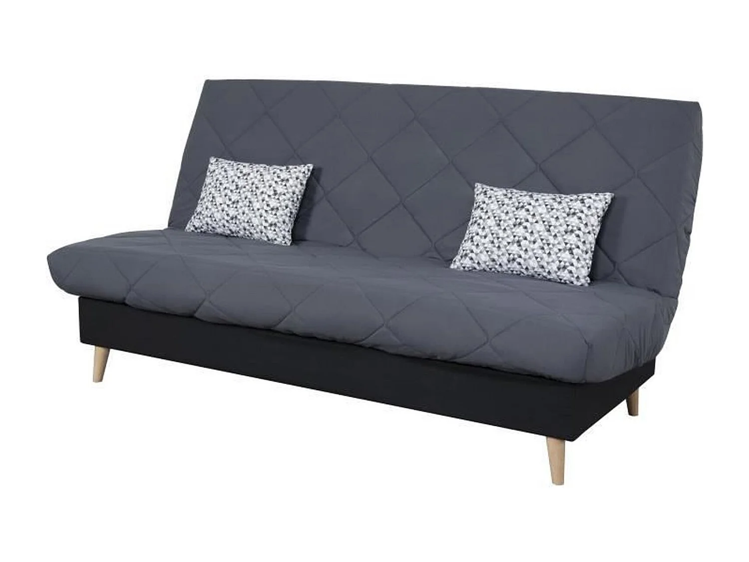 Banquette clic clac 3 places DAKOTA - Tissu gris - 189 x 94 x 100 cm - Couchage 120 x 190 cm - DUNLOPILLO
