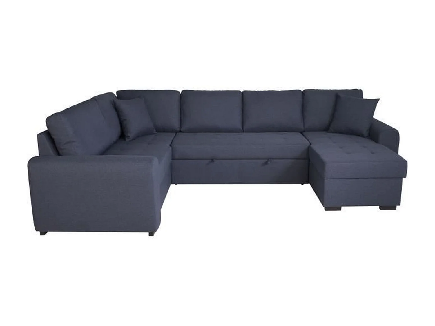 Canapé d'angle panoramique convertible réversible - Tissu Bleu - 313 x 213 x 90 cm - HAMILTON