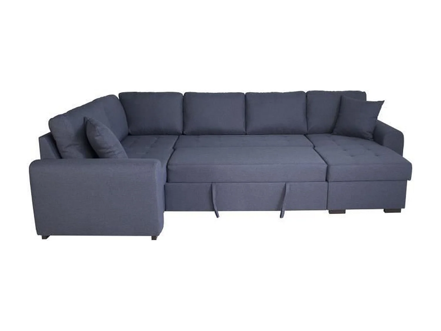 Canapé d'angle panoramique convertible réversible - Tissu Bleu - 313 x 213 x 90 cm - HAMILTON