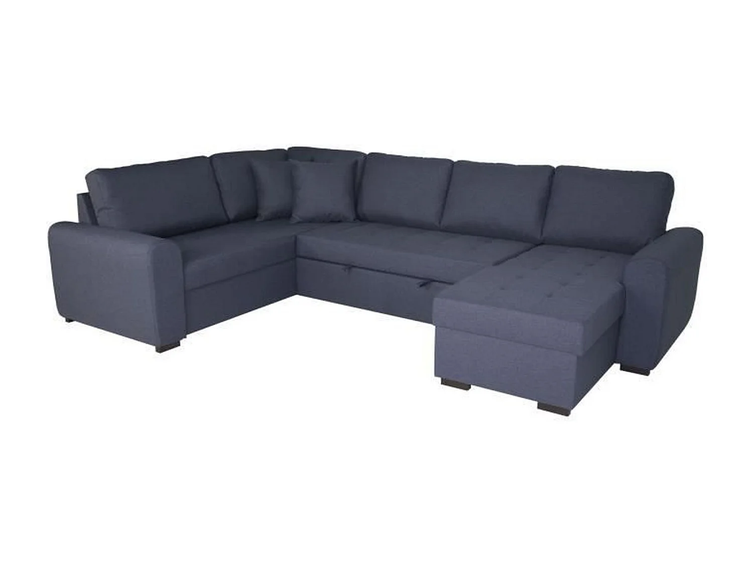 Canapé d'angle panoramique convertible réversible - Tissu Bleu - 313 x 213 x 90 cm - HAMILTON