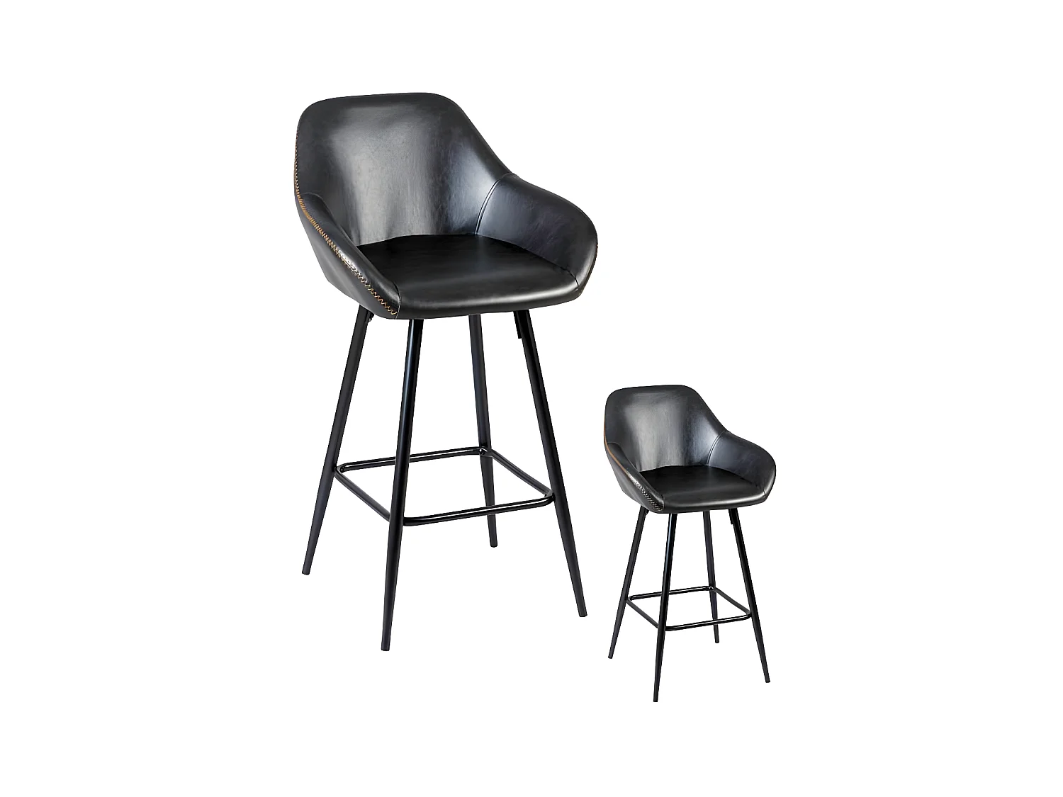 Duo de tabourets de bar Noir - HYS - L 52 x l 52 x H 90 cm