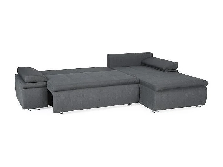 Canapé d'angle réversible convertible 3 places + Coffre de rangement - Tissu gris - 274 x 184 cm