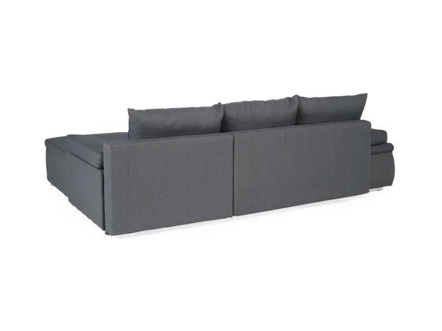 Canapé d'angle réversible convertible 3 places + Coffre de rangement - Tissu gris - 274 x 184 cm