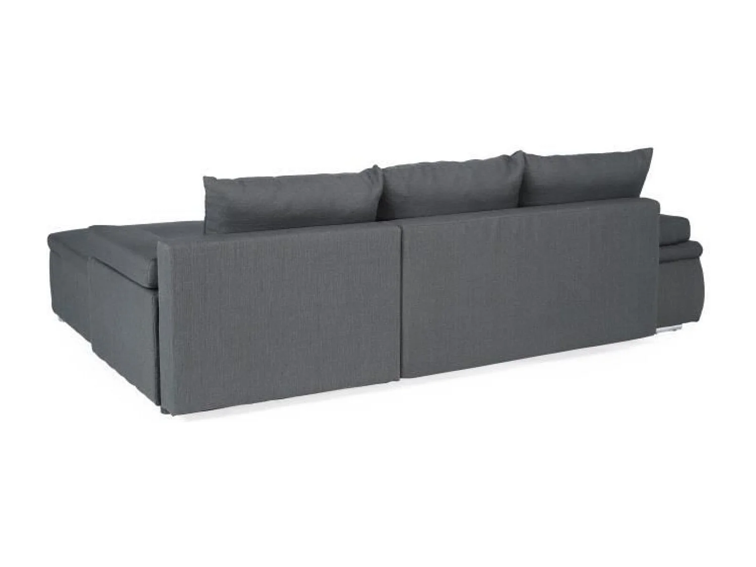 Omkeerbare 3-zits slaapbank + opbergvak - Grijze stof - 274 x 184 cm