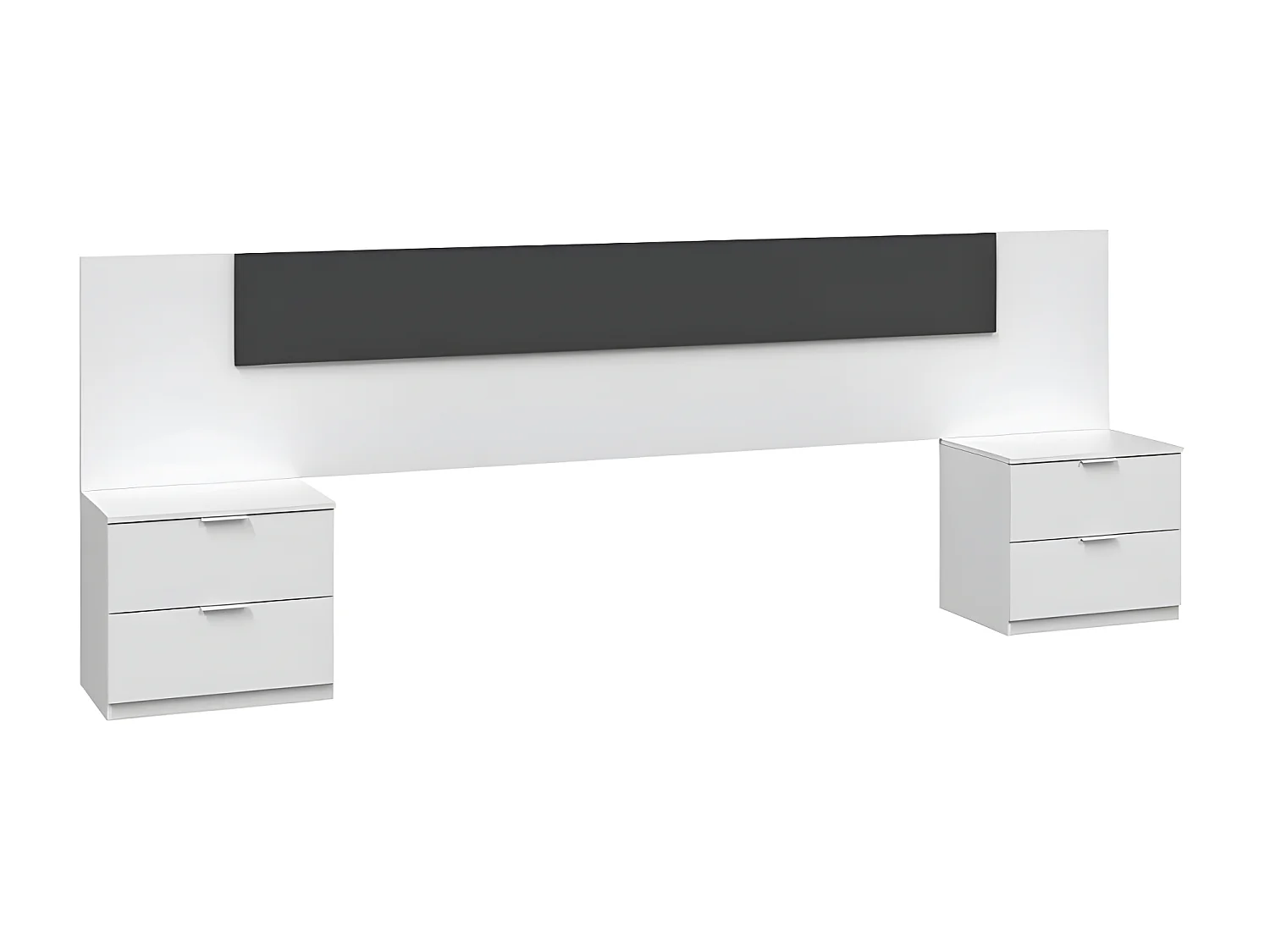 Tête de lit avec chevets Blanc et Gris - NEEN