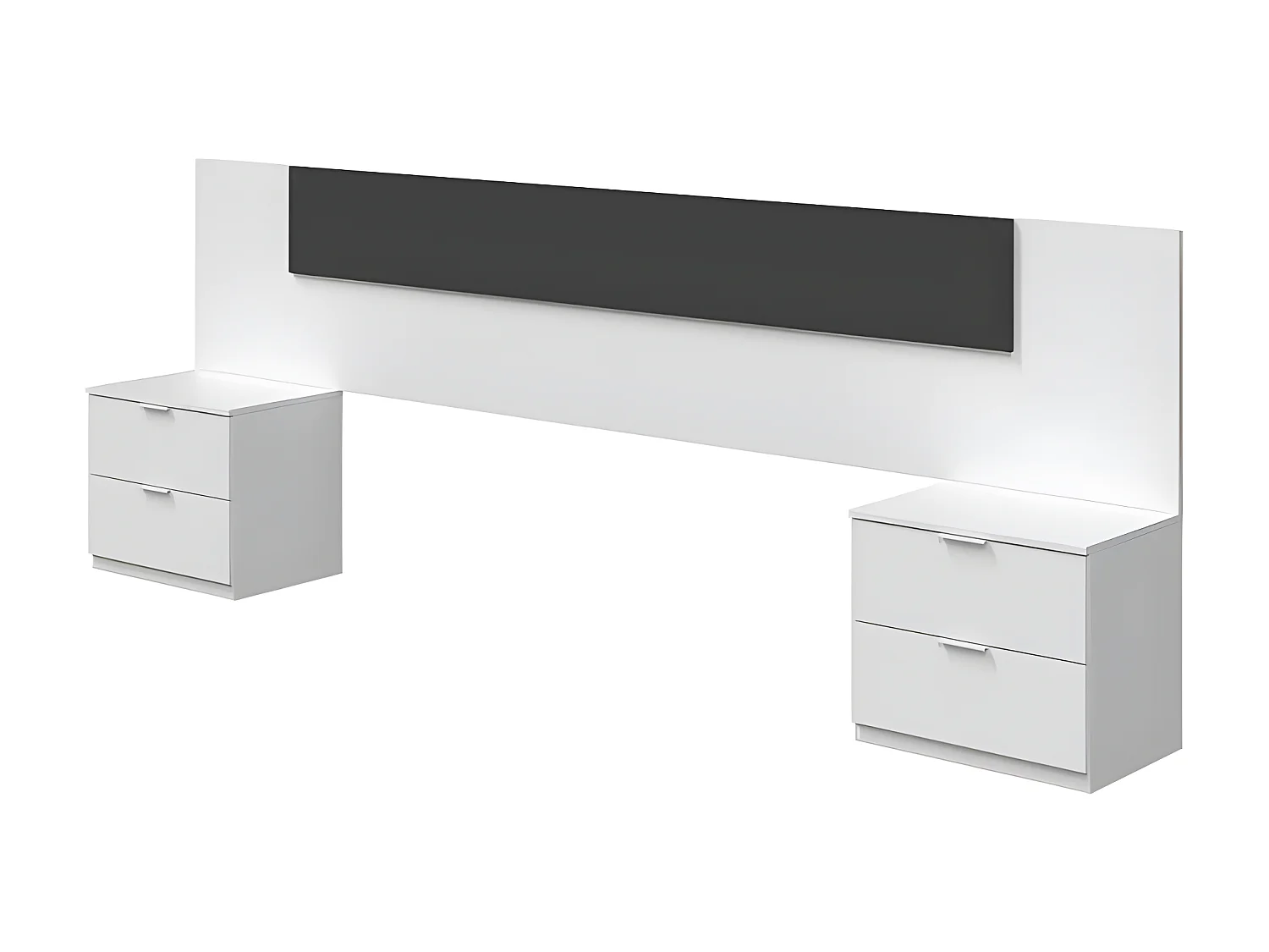 Tête de lit avec chevets Blanc et Gris - NEEN