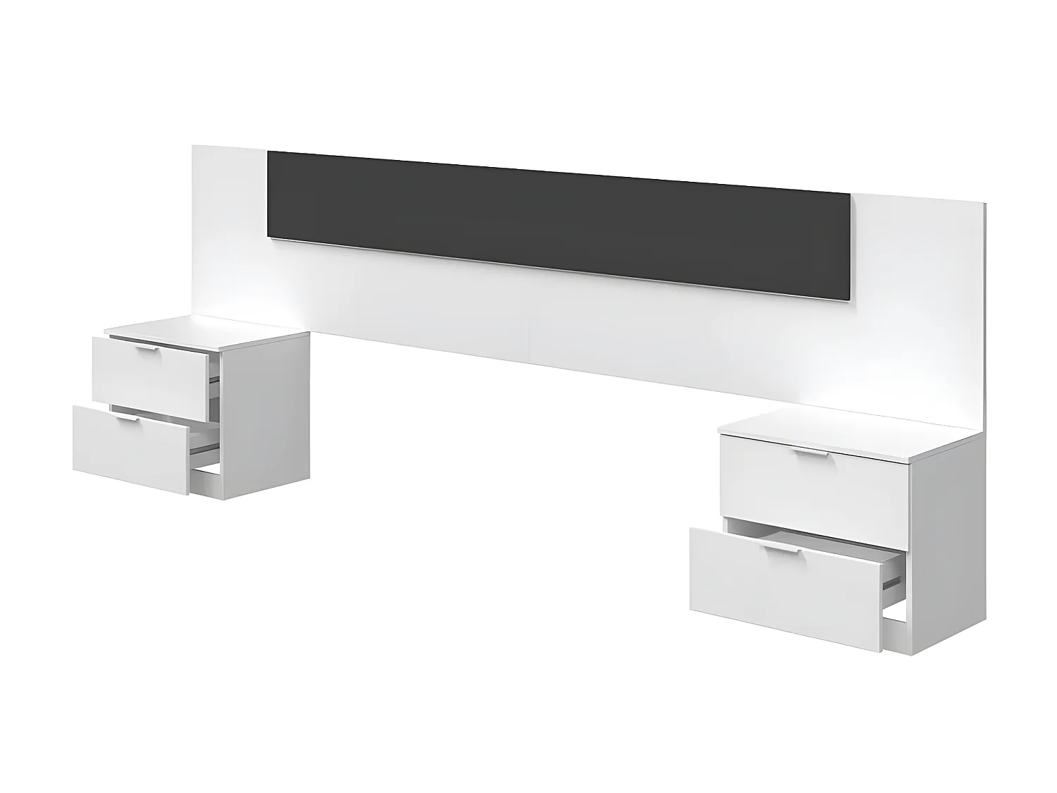 Tête de lit avec chevets Blanc et Gris - NEEN