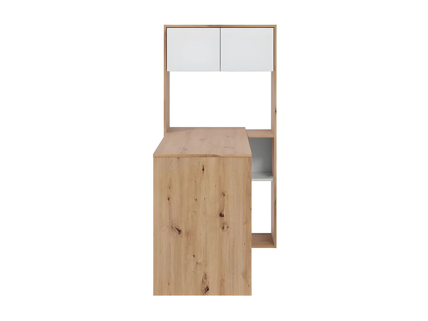 Bureau modulable avec étagères Blanc/Chêne - AIKI