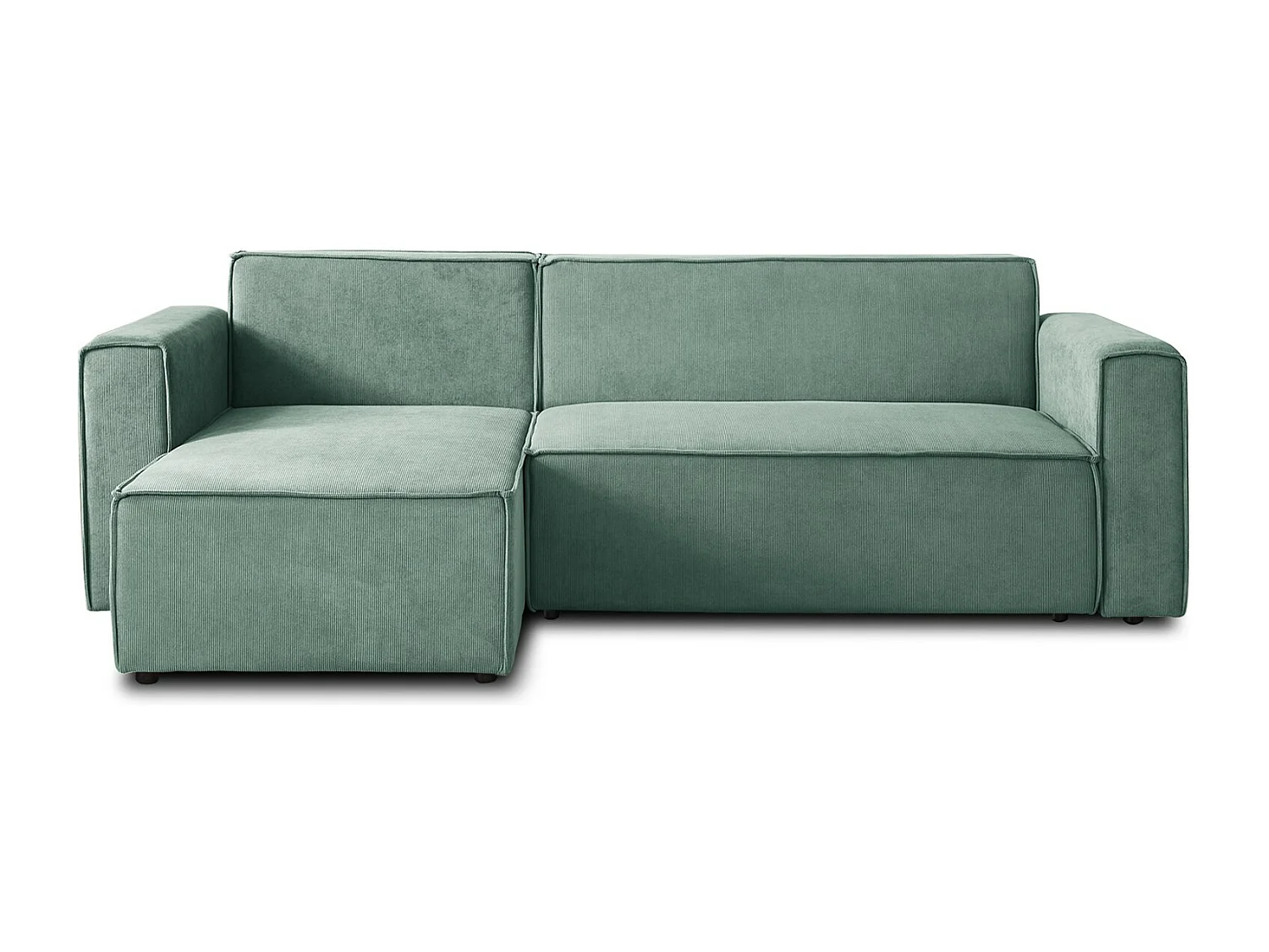 Canapé d'angle convertible réversible Lorenzo en velours côtelé Vert