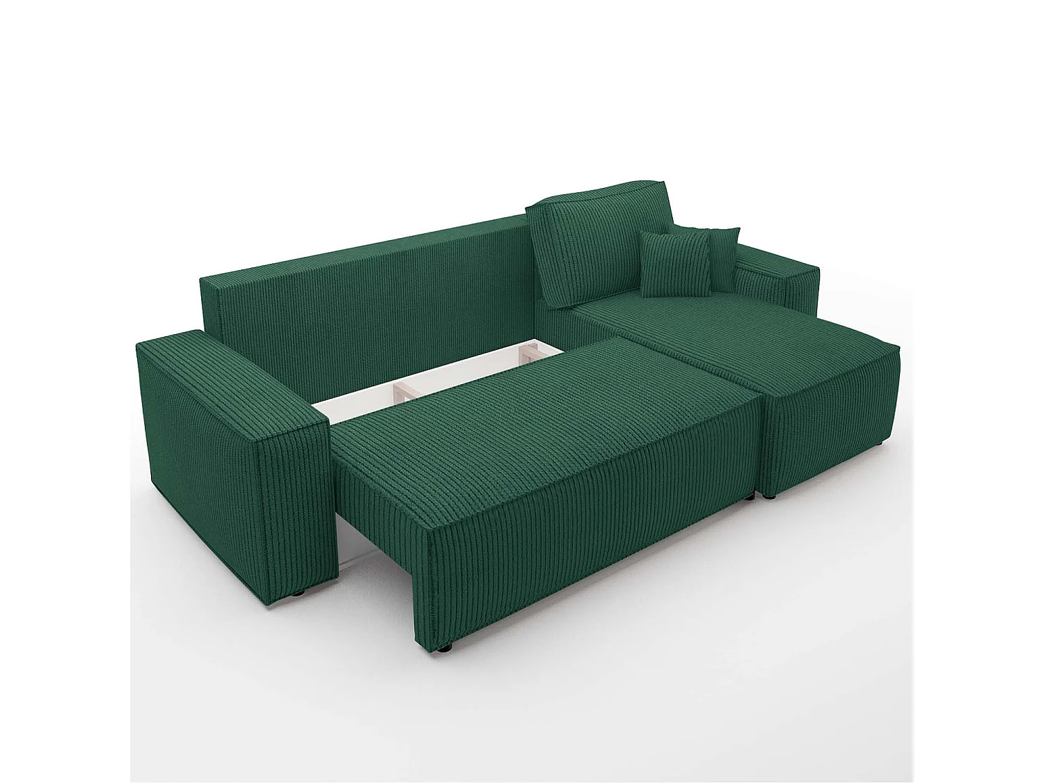 Canapé d'angle convertible réversible Lorenzo en velours côtelé Vert