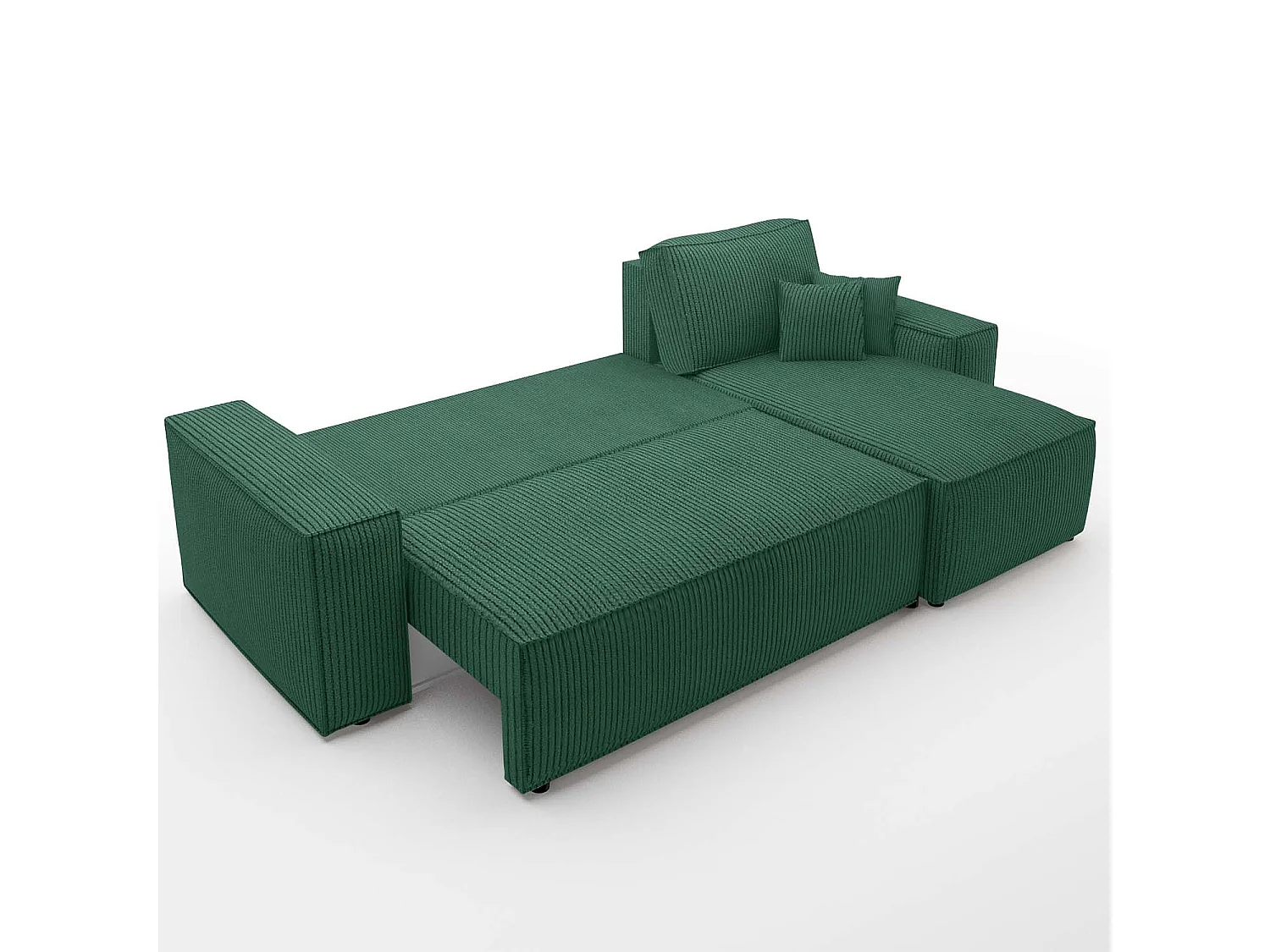 Canapé d'angle réversible convertible coulissant 4 places en velours vert