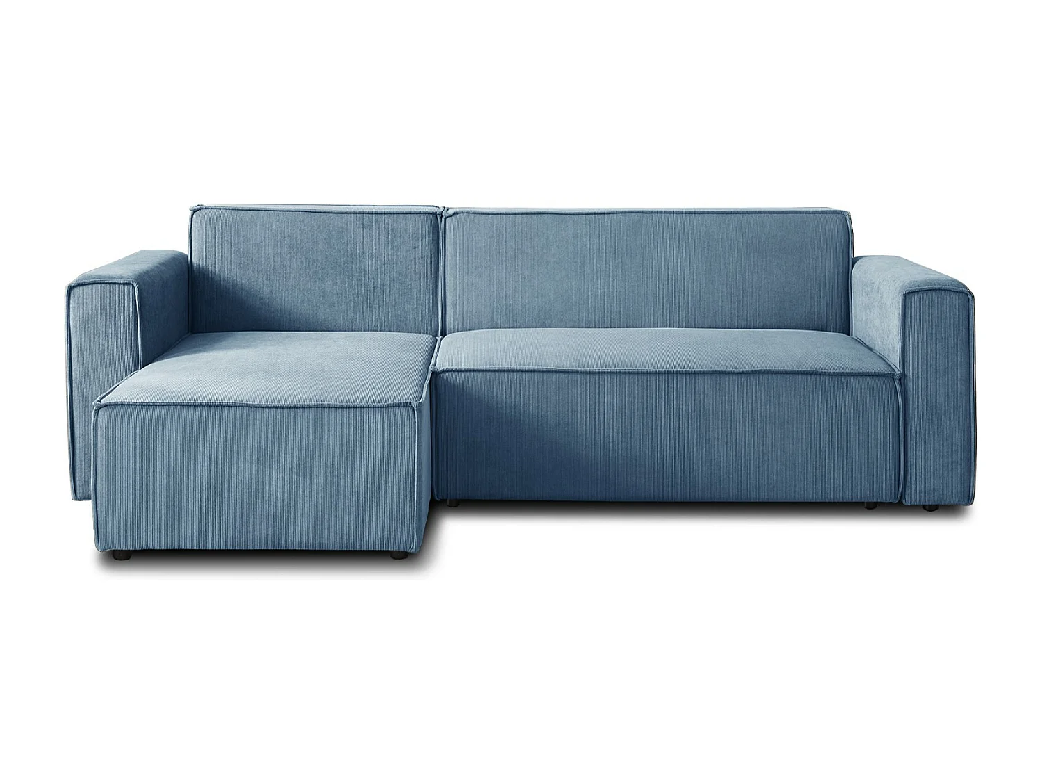 Canapé d'angle convertible réversible Lorenzo en velours côtelé Bleu