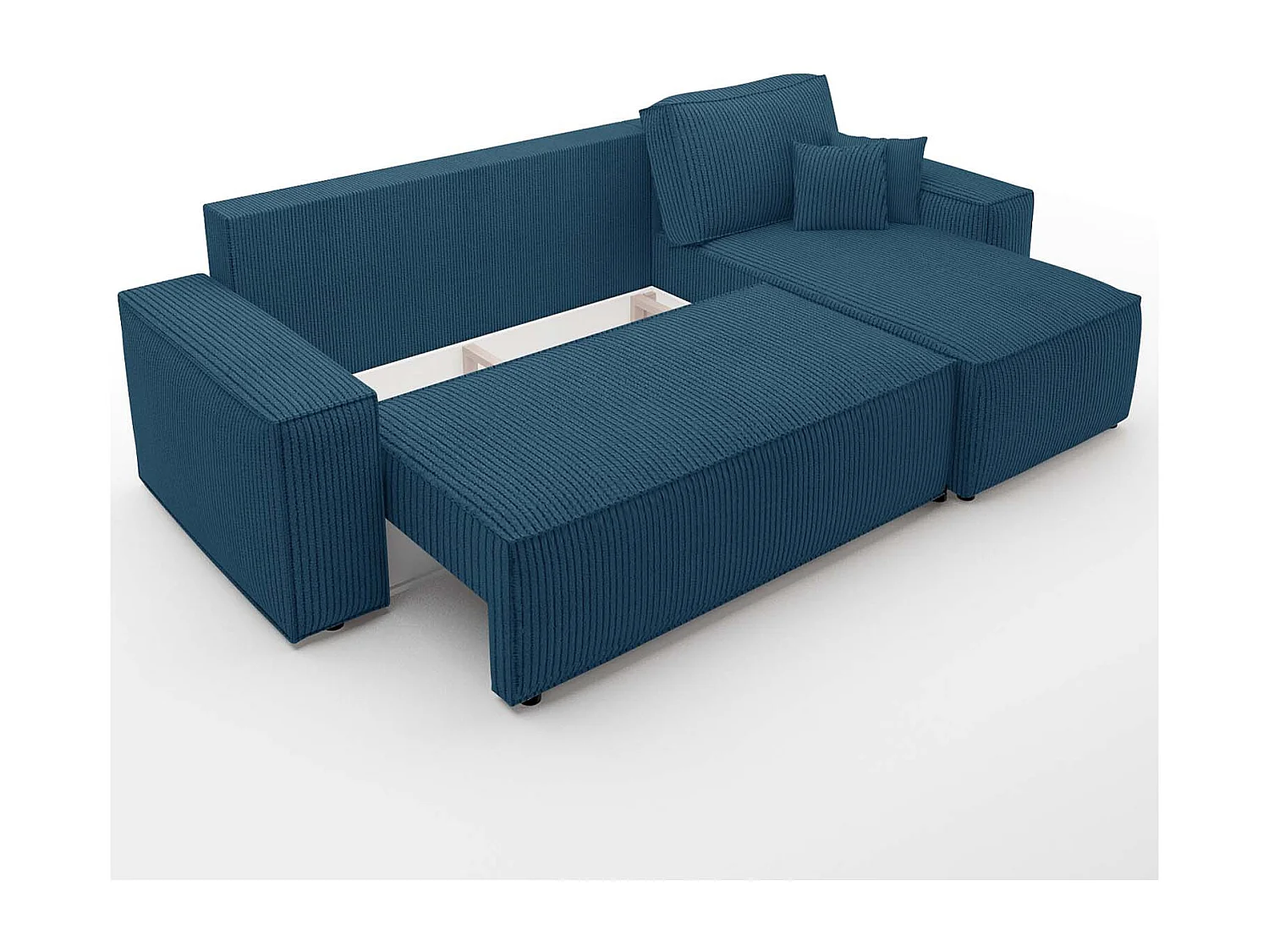 Canapé d'angle convertible réversible Lorenzo en velours côtelé Bleu