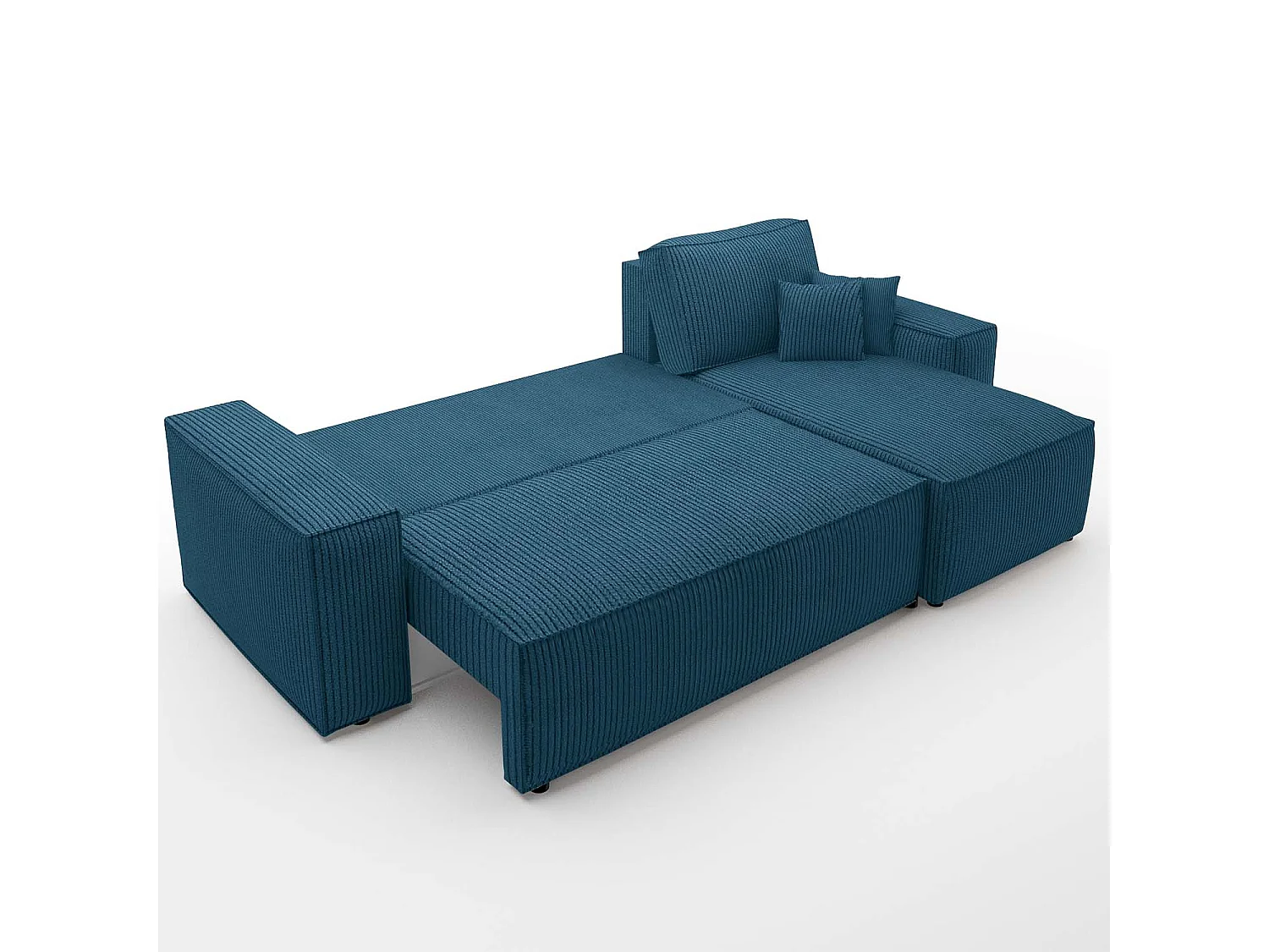Canapé d'angle convertible réversible Lorenzo en velours côtelé Bleu