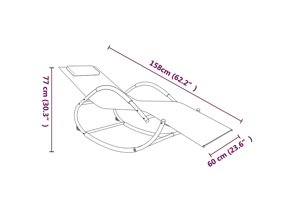 Transat chaise longue bain grise 158 x 60 x 77 cm 02_0012972