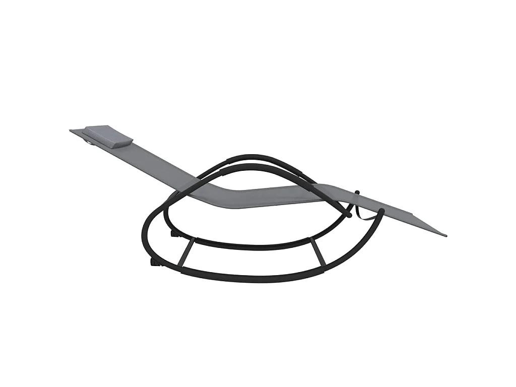 Sdraio sdraio prendisole lettino da giardino terrazza mobili da esterno a dondolo grigio acciaio e Textilene 02_0012972